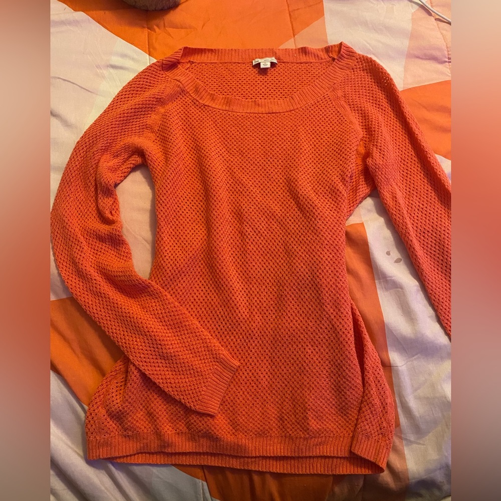 Thick mesh long sleeve top ~ coral